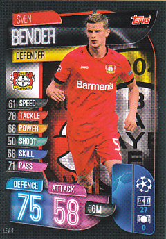 Sven Bender Bayer 04 Leverkusen 2019/20 Topps Match Attax CL #LEV4